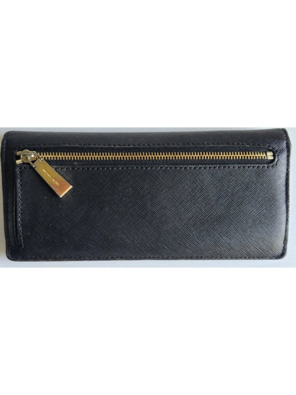 Wallet Clutch (BLACK) Michael Kors Logo Credit Card Slots Zip Pocket in Back - Picture 4 of 6